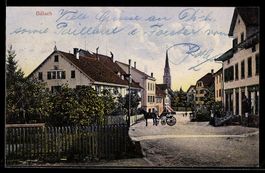 Bülach, Strassenpartie mit Kirchturm in