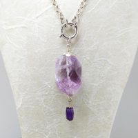 Lange Silberkette mit facettiertem Amethyst Anhänger