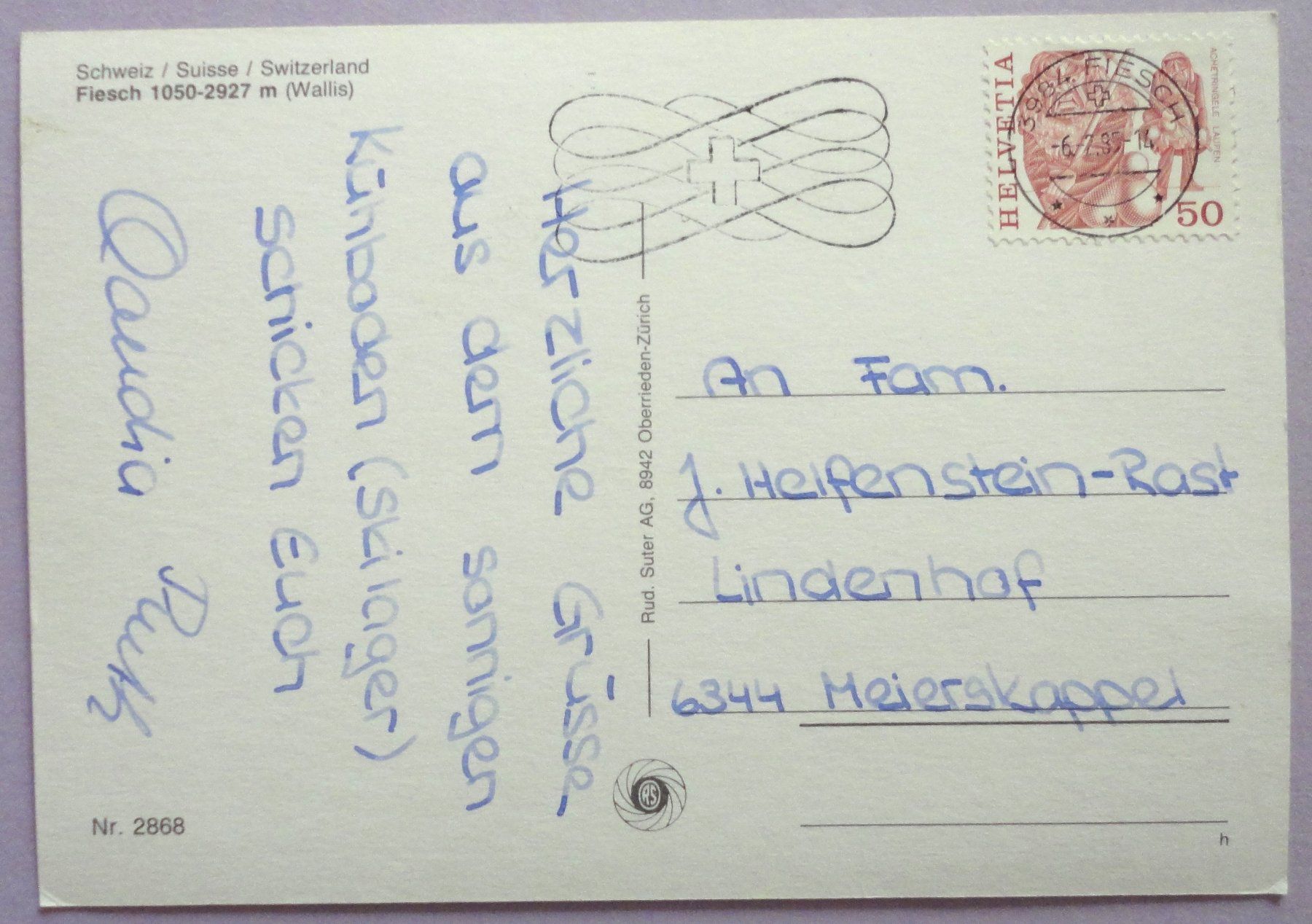Cartoline postali: Fiesch 1050-2927 m – Usato da Fétigny venduto da Billy2miny 1