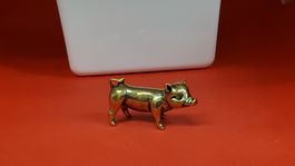 Dekofigur Schwein Messing glänzend Miniatur Grösse klein