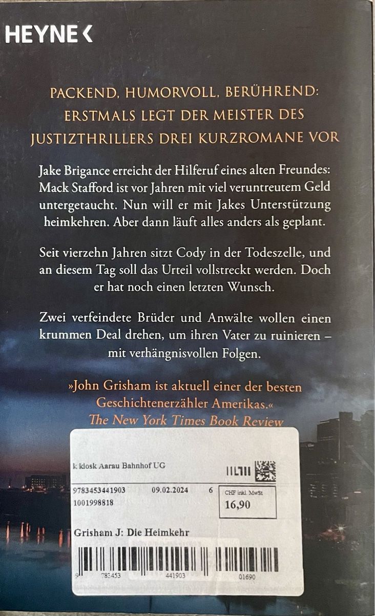 Libri: DIE HEIMKEHR - JOHN GRISHAM - TASCHENBUCH – Usato da Buchs AG venduto da fischli610 1