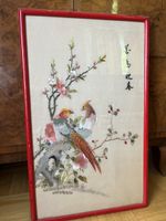 bild, japan, fasane, seidenstickerei, signiert