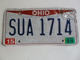 USA Nummernschild / Autonummer / License Plate OHIO SUA 1714