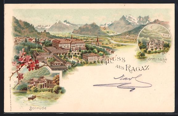 Cartes postales: Litho Ragaz, Hermitage, Solitude um 1900 – D'occasion à Berlin par bartko-reher