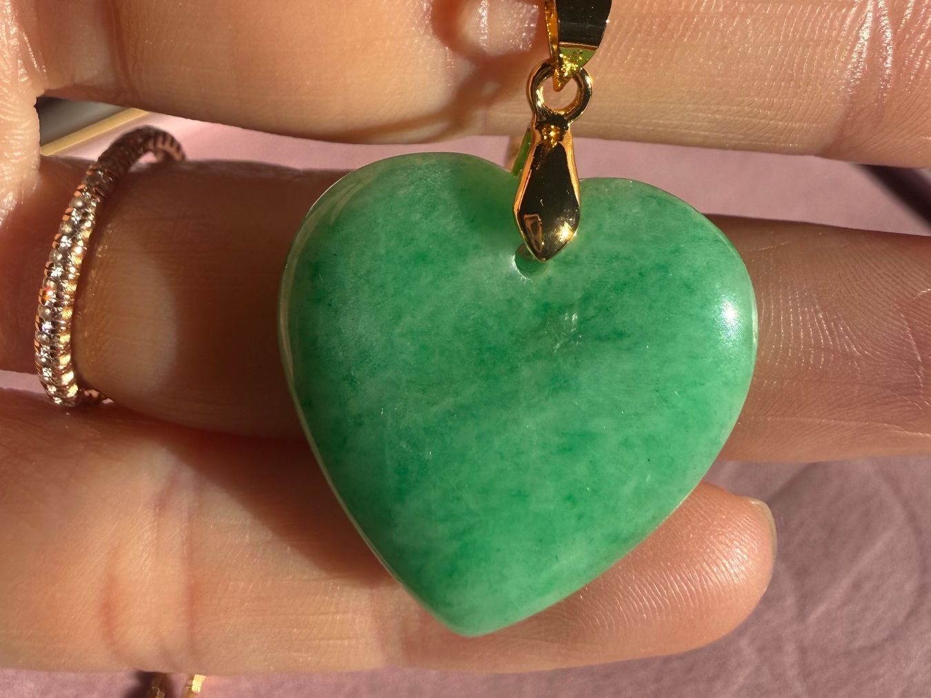 Colliers: Collier pendentif cœur vert agate – Neuf avec emballage d'origine à St-Maurice par Sandrinette123 3