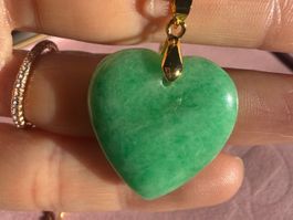 Collier pendentif cœur vert agate