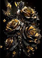 Diamond Painting: goldene/schwarze Rosen 30x40cm