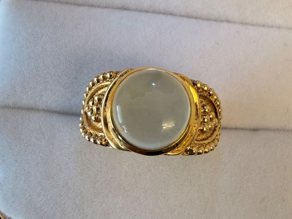 Anelli: Ring Silber 925 vergoldet mit einem Prehnit Stein 58 – Nuovo e nell'imballaggio originale da Zug venduto da gold.schmuck 1