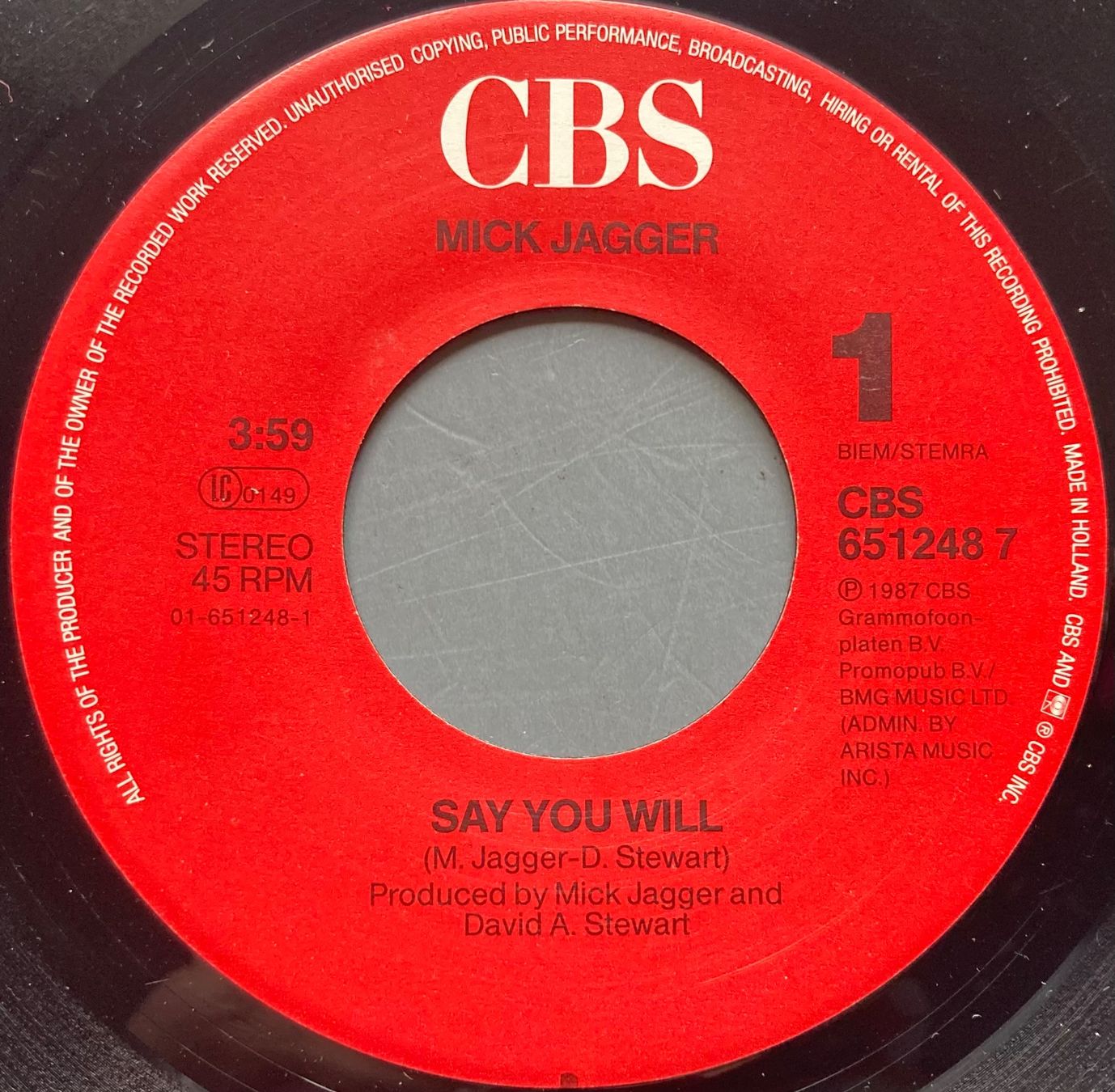 Schallplatten: THE ROLLING STONES / MICK JAGGER - SAY YOU WILL – Gebraucht aus Poliez-Pittet von Newtown-Records 2