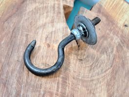 1 antike schöne Haken Schraube, 10cm, Eisen (LOT2552#NSH6)