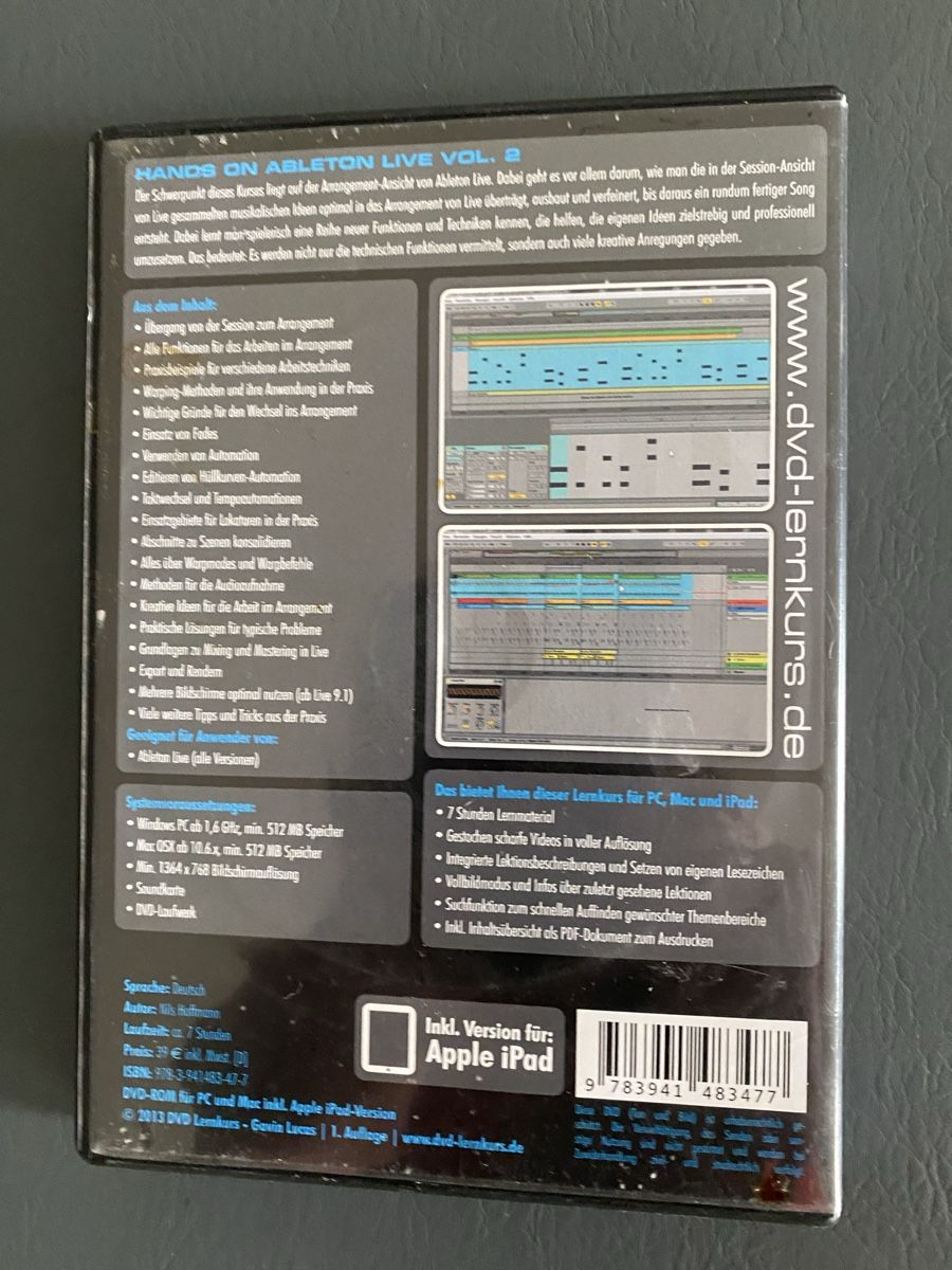 CD: DVD Kurs Nils Hoffmann Hands On Ableton Live Vol 2 – Usato da Oberentfelden venduto da mei_t772