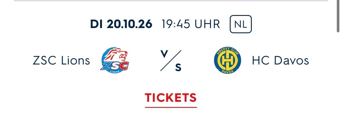 Tickets: ZSC Lions vs HC Davos – Neu (gemäss Beschreibung) aus Zürich von tca_87jp