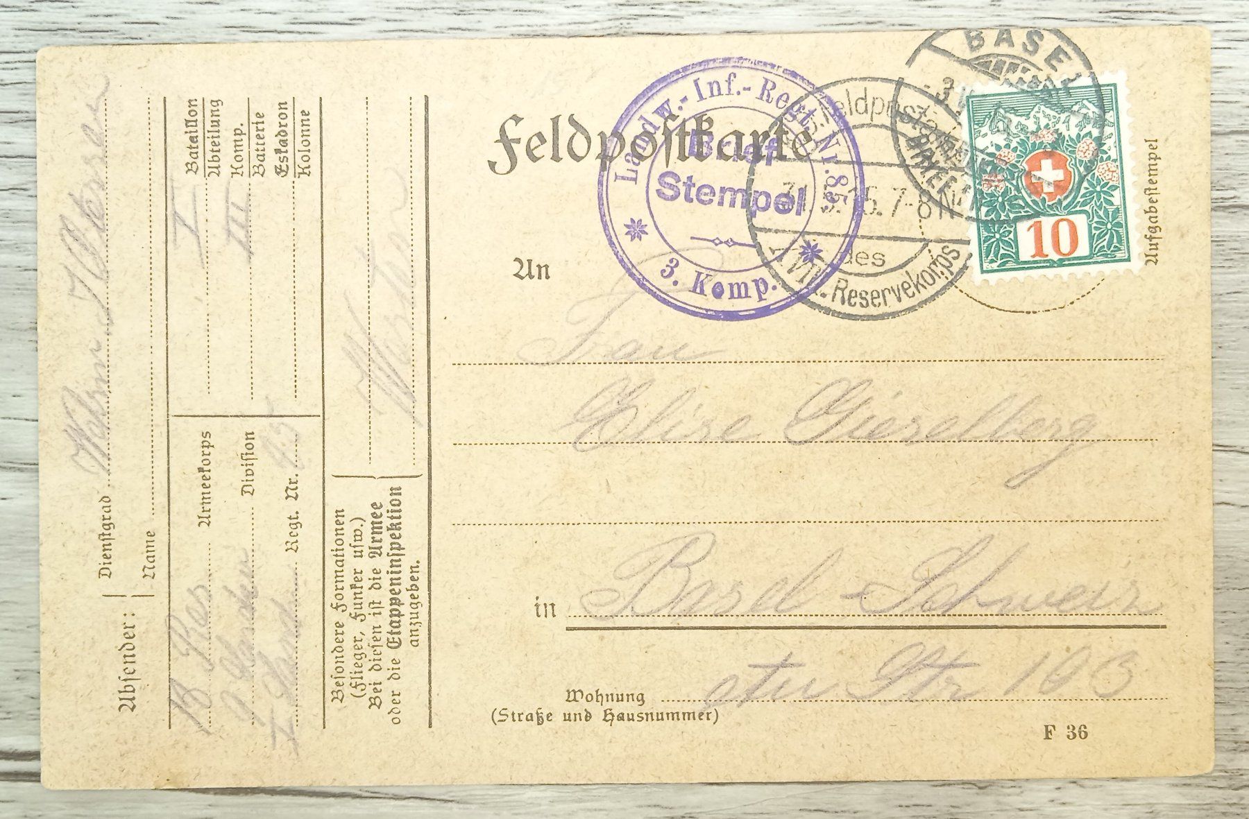 Tutti i francobolli: TR69 Carte Postale + Timbre Suisse 1915 – Usato da Cousset venduto da Patrick_Collections