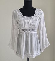 Weiss Bluse Damen Grösse S/ M Spitze Baumwolle