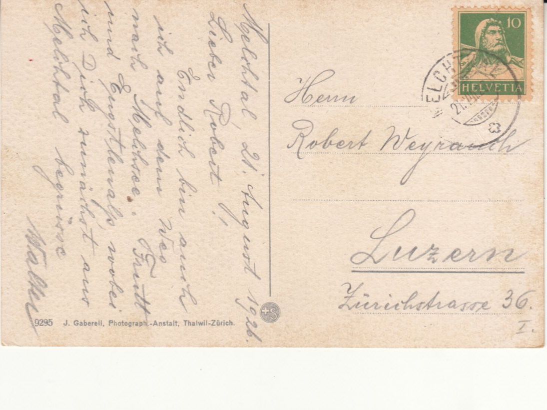 Cartoline postali: Am Bergsee, J. Gaberell, 1926 – Usato da Bürglen TG venduto da StampGraf 1