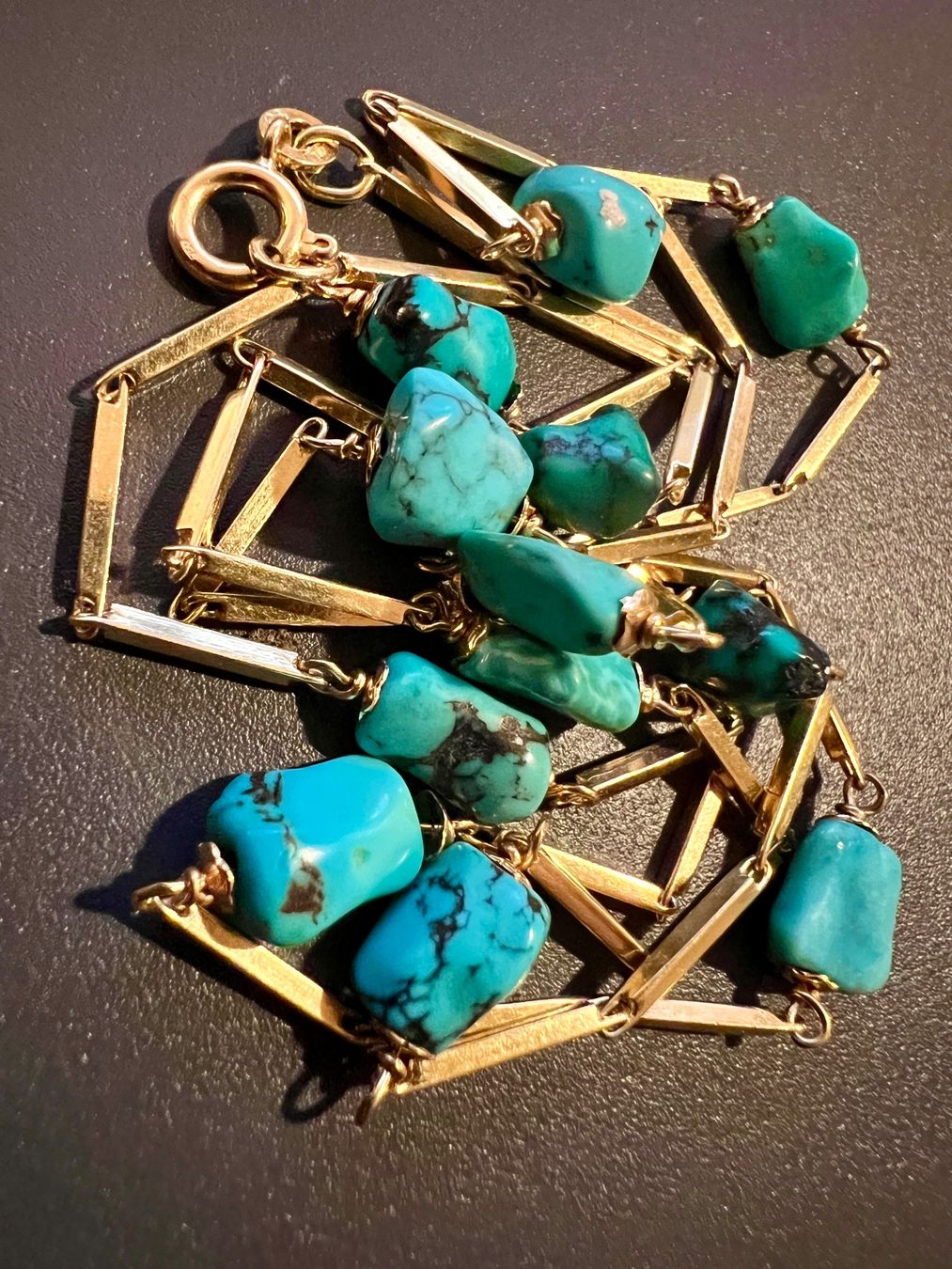 Catenine: Gold-Collier 18K mit Türkisen – Usato da Chur venduto da Penting1935
