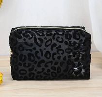 Kosmetiktasche mit Samt-Tupfen, Farbe schwarz