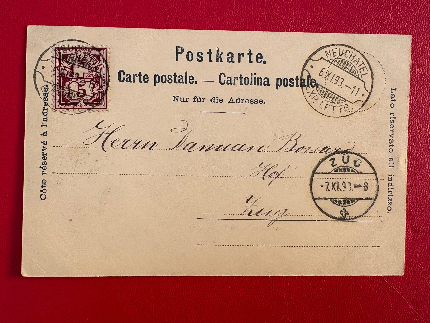 Cartoline postali: 1893 // Neuchâtel - La Collégiale – Usato da St-Légier-Chiésaz venduto da Theo006 1