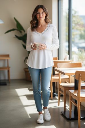 Damen Baumwolle spitze Unterhemd Shirt weiß S m l