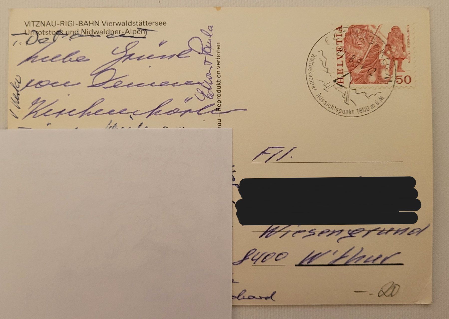 Cartoline postali: FRANKIERTE ANSICHTSKARTE VITZNAU-RIGI-BAHN – Usato da Neftenbach venduto da Mador6 1