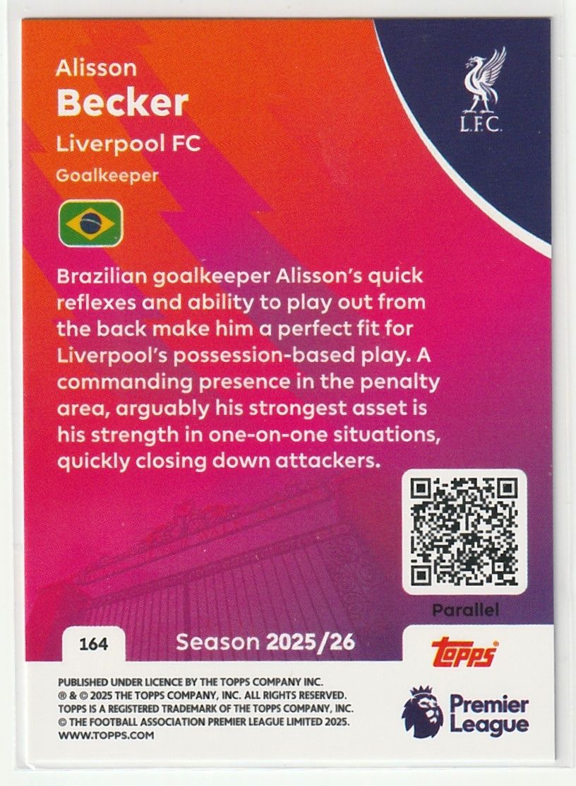 Topps Sammelbilder & Trading cards: 2026 Topps Premier League Alisson Becker Base Blue Parallel – Neu (gemäss Beschreibung) aus Biel/Bienne von historian-198 1
