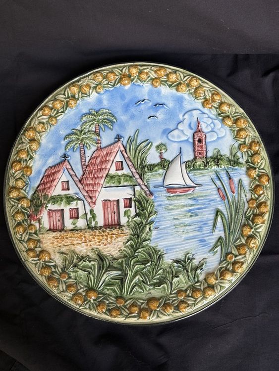 GRANDE ASSIETTE MURALE vintage en porcelaine De collection Made In