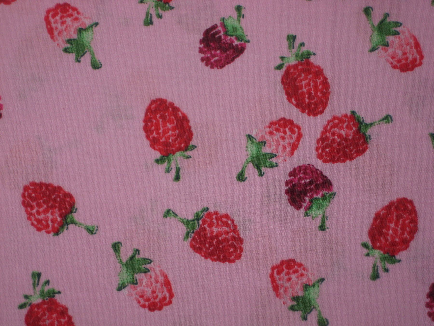 Tessuti: Baumwollstoff rosa mit Himbeeren – Nuovo e nell'imballaggio originale da Füllinsdorf venduto da Schlupp 1