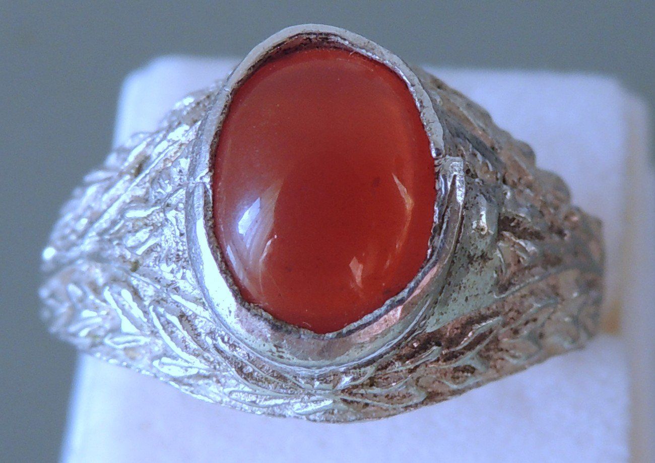 Anelli: Handgearbeiteter Silber 800 Karneol Fingerring Gr. 62 – Usato da Waldenburg venduto da schaller707 1