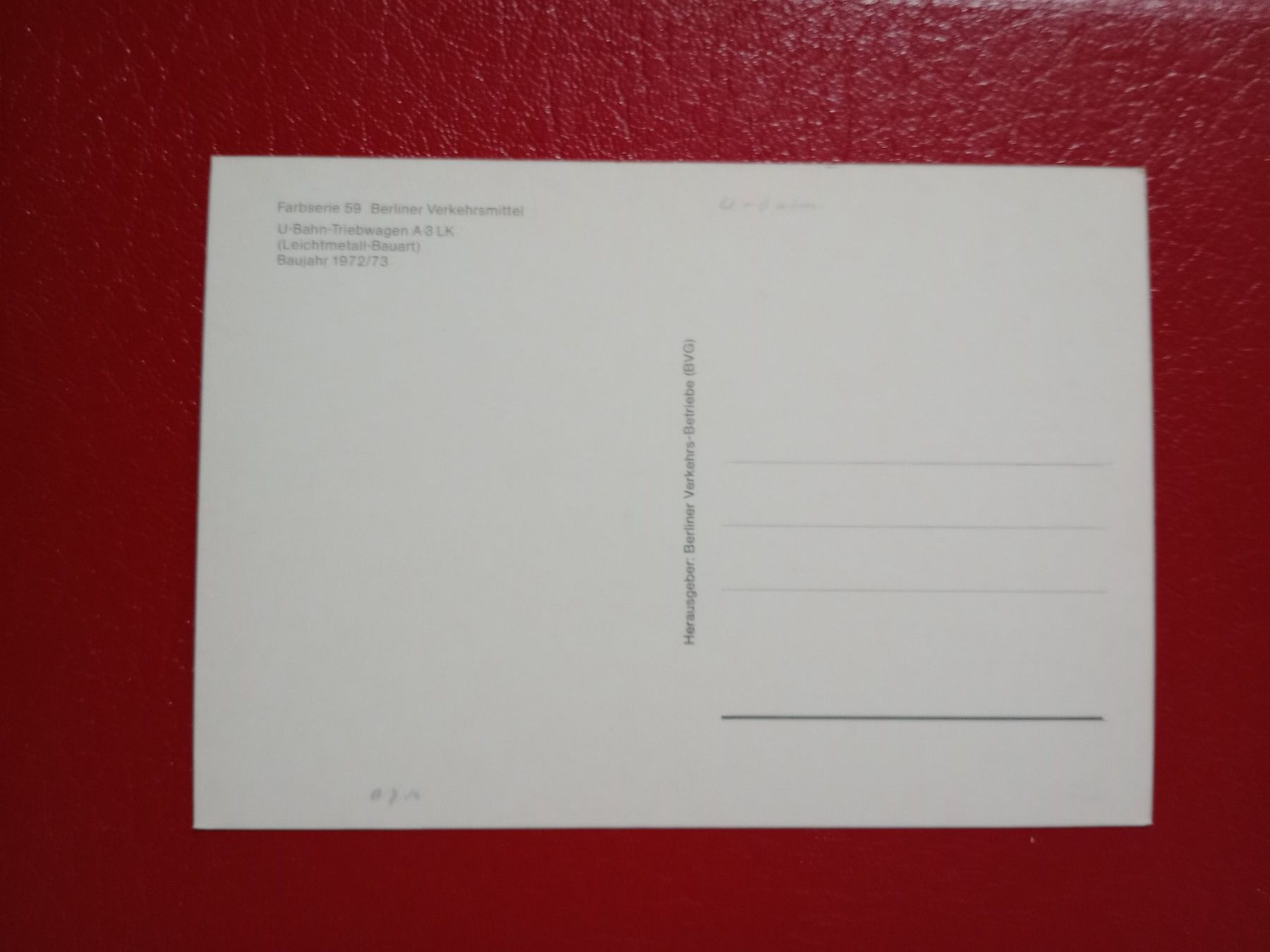 Cartoline postali: AK Bahn Berlin U-Bahn Triebwagen A3 LK – Usato da Küttigen venduto da Melisch1000 1