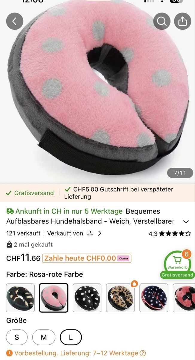 Bekleidung: Hund OP Schutz Krause  Gr.L Rosa Punkte – Neu und originalverpackt aus Mühledorf SO von Dania77 1
