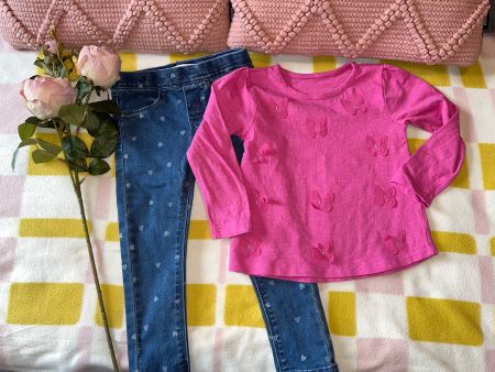 Adorable lot: jeans/pink top girl 2-3 years (98cm)
