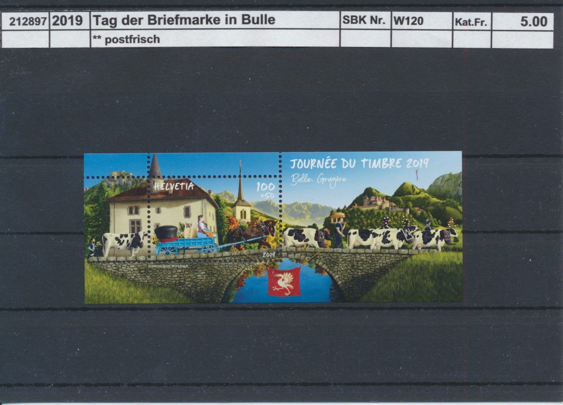 Tutti i francobolli: 2019 Tag der Briefmarke "Bulle" - Block, ** postfrisch – Nuovo (secondo la descrizione) da Winterthur venduto da Zupogeru