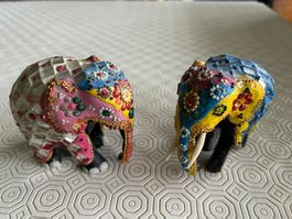 2 coloratissime statue elefante