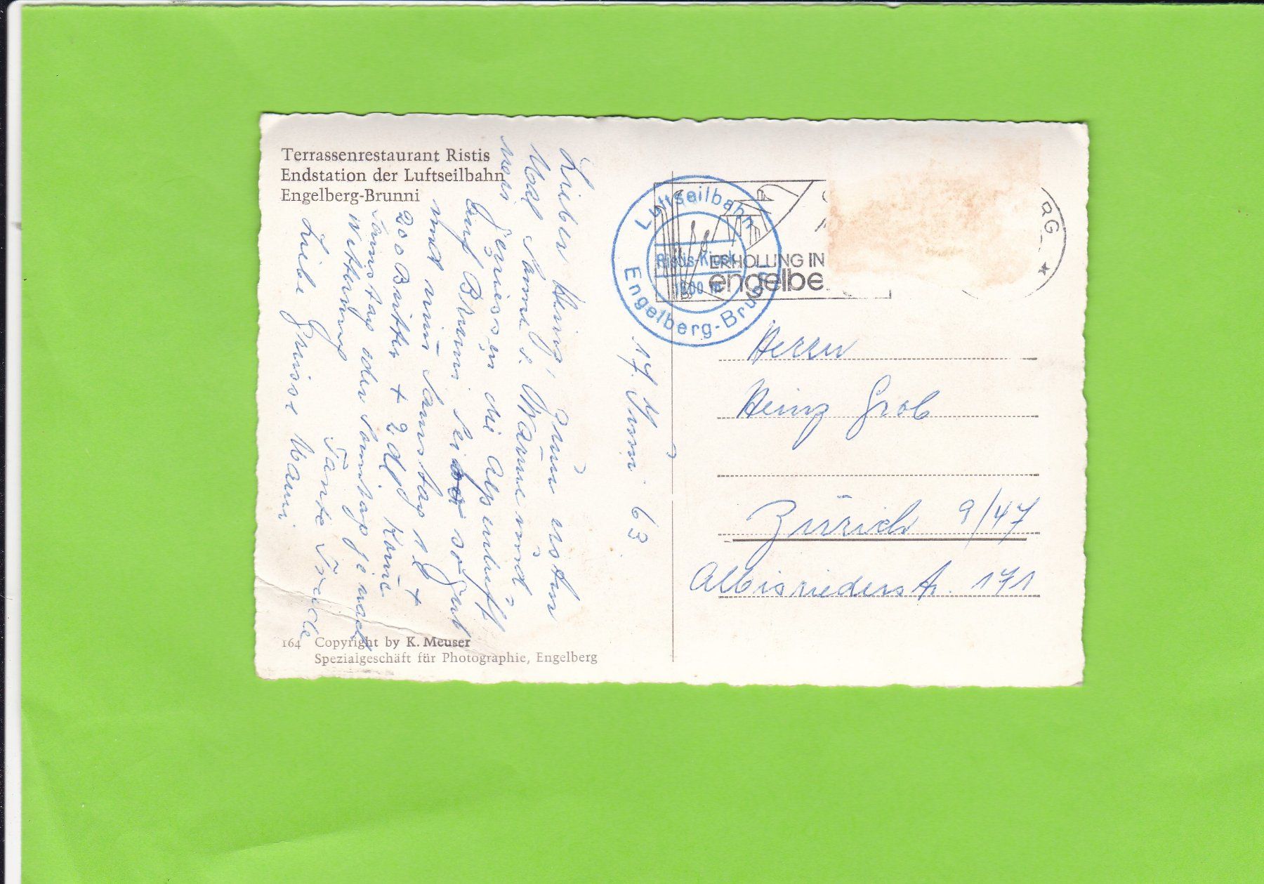 Cartoline postali: Terrassenrestaurant Ristis-Engelberg-belebt – Usato da St. Peterzell venduto da neckertal 1