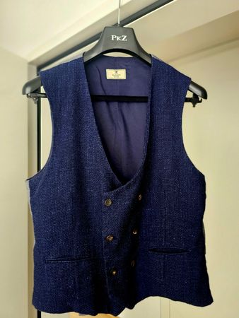 Herren Weste Hackett Mayfair blau strukturierter Stoff 