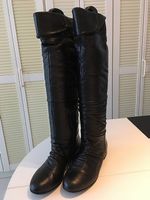 Schwarze Overknee Lederstiefel Gr. 39 Walder