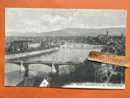 1909 Basel Generalansicht, der Rheinbrücken, guter Zustand!