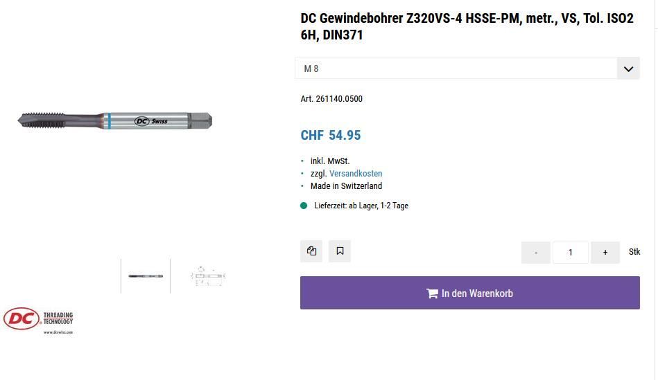 Alle Werkzeuge: DC Gewindebohrer M7, DC Gewindebohrer Z – Neu (gemäss Beschreibung) aus Laufenburg von Sirluger 1