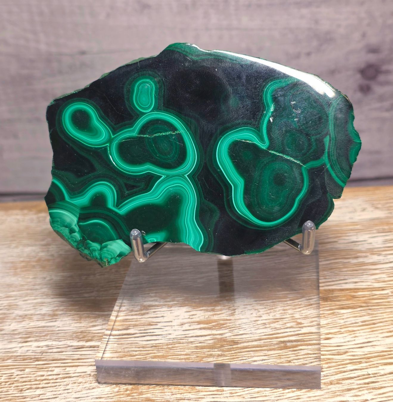 Minerali & Pietre curative: Malachit Scheibe auf Acryl Ständer 178g – Nuovo e nell'imballaggio originale da Matzingen venduto da Shay_Crystalz 1