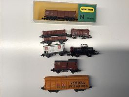 Minitrix N Spur Güterwagen, 7 Stk