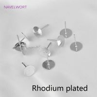 Ohrstecker mit 8 mm Platte - Farbe Rhodium (10 Stk.) neu