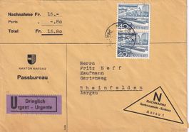 Nachnahme "Dringlich" Aarau AG nach Rheinfelden AG 1955