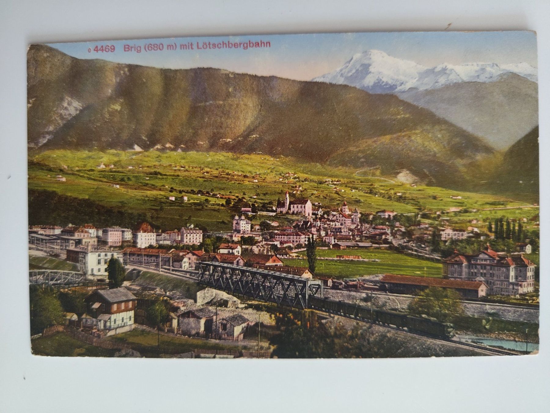 Cartoline postali: Antike Ansichtskarte: Brig (680m) mit Lötschbergbahn, CH-... – Usato da Ohmstal venduto da Lebensfreude05