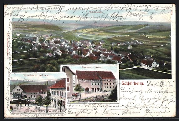 Cartoline postali: Schleitheim, Totalansicht auf Ort mit Um – Usato da Berlin venduto da bartko-reher