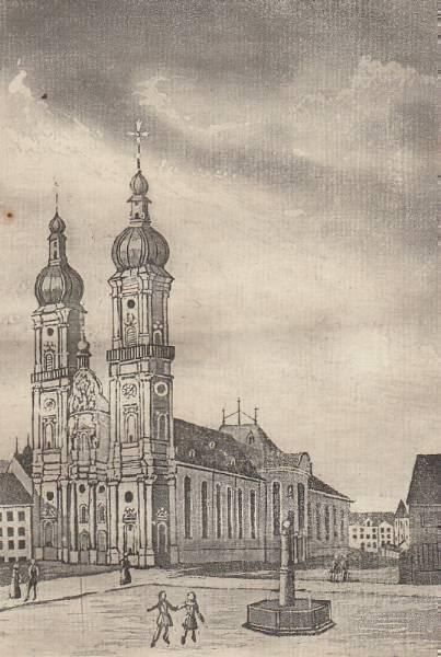 Stiche: KLOSTERKIRCHE IN ST. GALLEN AQUATINTA – Gebraucht aus Grüningen von Kartensammler 2