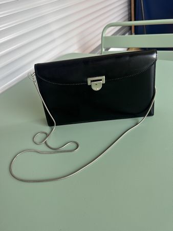 Vintage Lamarthe Handtasche / Clutch Schwarz mit Kette 