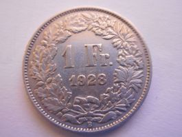 1 Fr. 1928 silber  gute Erhaltung
