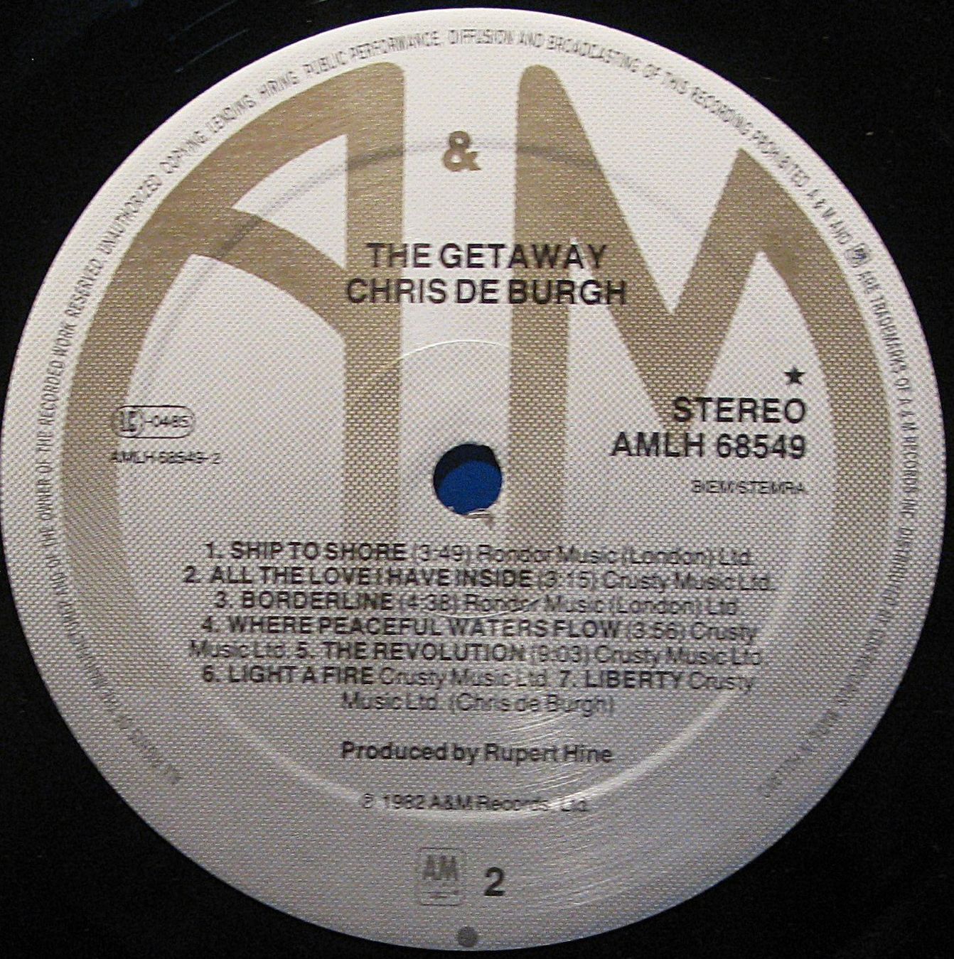 Schallplatten: CHRIS DE BURGH "The Getaway" LP in NEAR MINT – Gebraucht aus Monthey von Pingmub 4