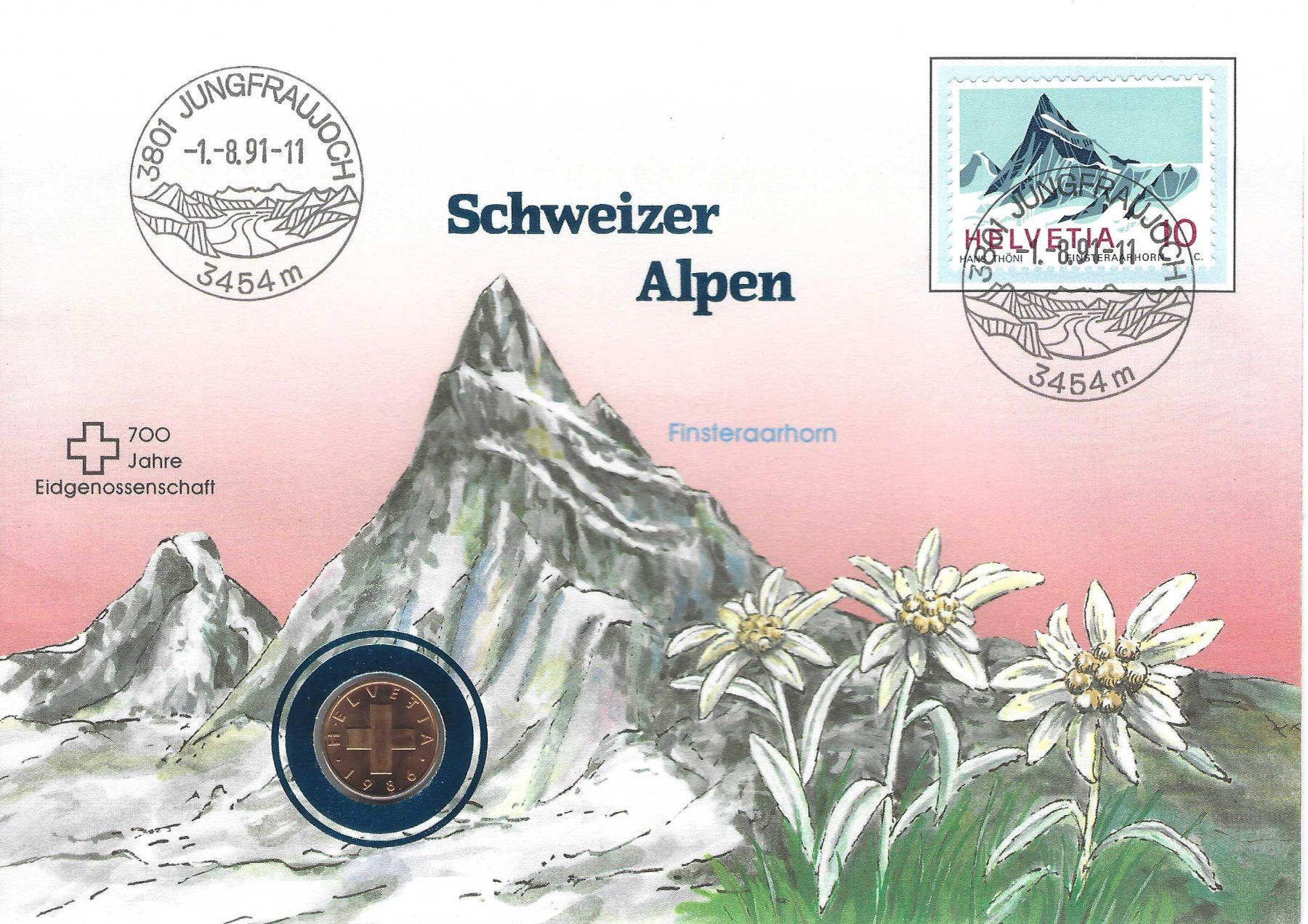 Tutti i francobolli: Numisbrief 1991 Schweizer Alpen 700 J. Eidgenossenschaft – Nuovo (secondo la descrizione) da Wildhaus venduto da Brunphil