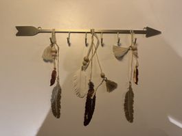 Wall Decor Arrow Key Holder Feathers Beads Tassels